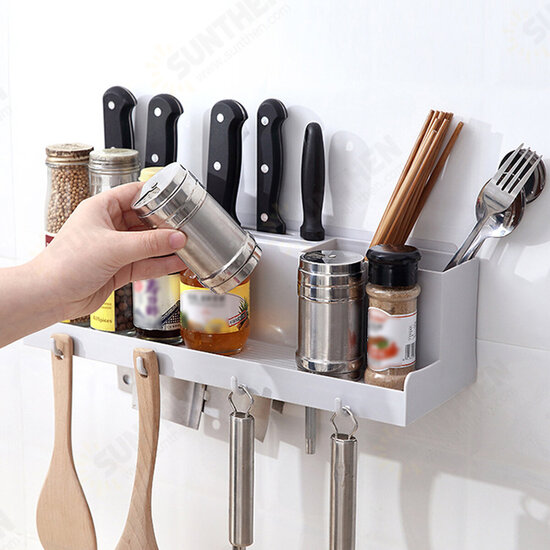 Kitchen Wall Mounted Rack Storage Holder Cutter Spice Seasoning Jar Multifunctional Shelf Organizer