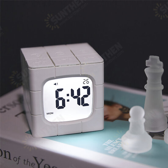 Magic Cube Alarm Clock LED Multifunctional Time Manager USB Charging Alarm Clock Timer Study Cooking Supplies