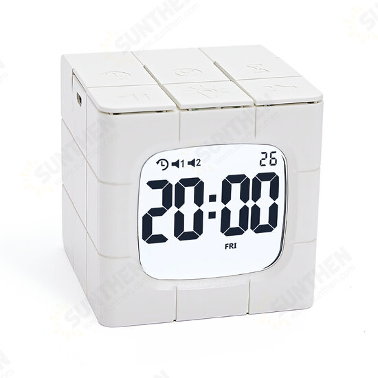 Magic Cube Alarm Clock LED Multifunctional Time Manager USB Charging Alarm Clock Timer Study Cooking Supplies