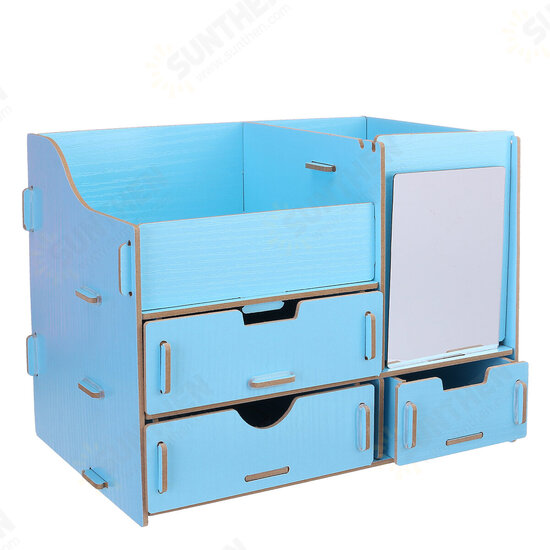 Makeup Organizer with Mirror Drawer DIY Desktop Creative Wooden Storage Box Home Dormitory Desktop Storage Supplies Makeup Organizer with Mirror Drawer DIY Desktop Creative Wooden Storage Box Home Dormitory Desktop Storage Supplies