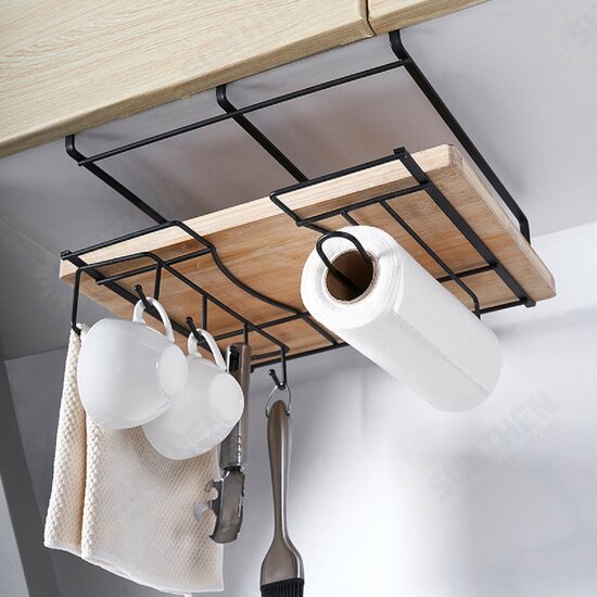 Metal Hanging Basket Iron Black/White Hook Design Wall Hanging Rack Kitchen Bathroom Towel Knife Storage Shelf Home Decoration Metal Hanging Basket Iron Black/White Hook Design Wall Hanging Rack Kitchen Bathroom Towel Knife Storage Shelf Home Decoration