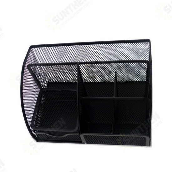 Metal Pen Holder Desktop Organizer Student Cosmetic Makeup Storage Box Racks 7 Grids desk Accessories Container