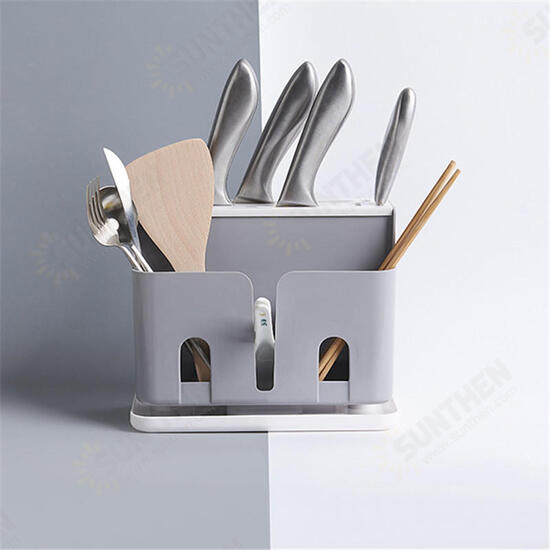 Multifunctional Kitchen Desktop Storage Shelf Rack Plastic Cutter Chopsticks Drain Rack Chopsticks Tableware Rack Organizer