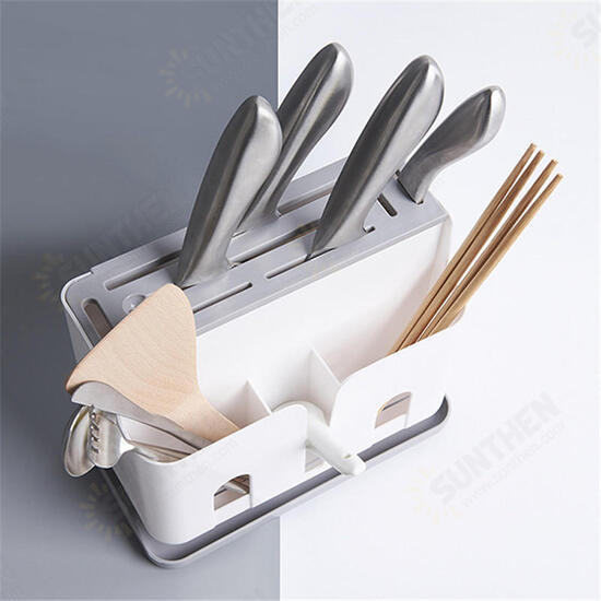 Multifunctional Kitchen Desktop Storage Shelf Rack Plastic Cutter Chopsticks Drain Rack Chopsticks Tableware Rack Organizer