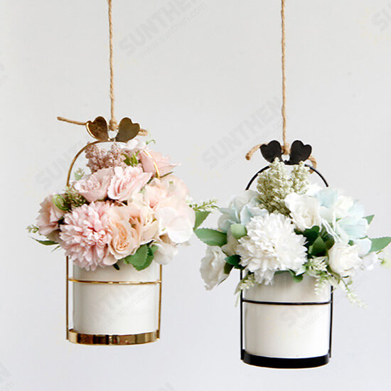 Nordic Vase Hanging Basket Wrought Iron Flower Pot Hanging Iron Frame Flower Stand Hydroponic Flower Pot Modern Wall Decoration Decoration