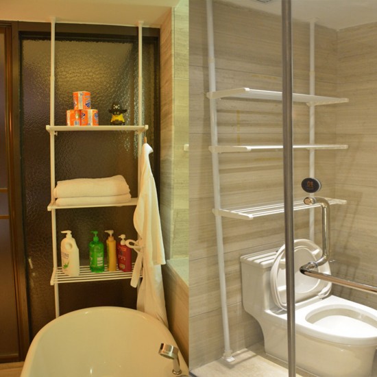 Over Toilet Rack Bathroom Storage Shelf Kitchen Space Saving Organizer Bath Towels Shampoo Shower Gel Holder