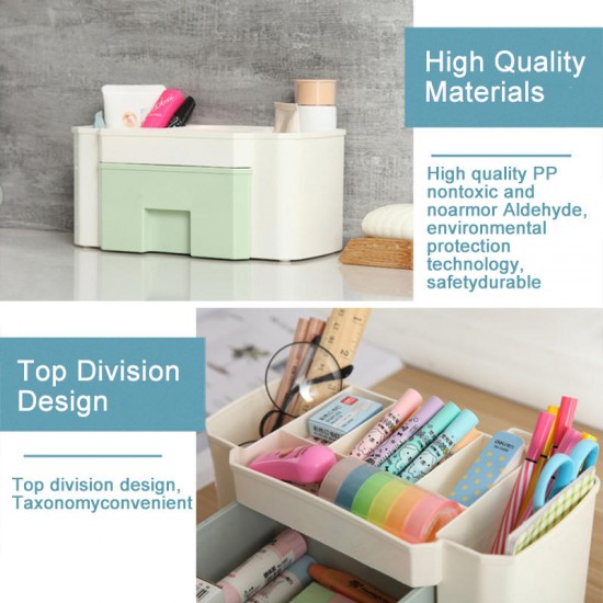 Plain Color Desktop Cosmetic Case With Small Drawer Storage Box Storage Box Desktop Organizer