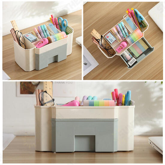 Plain Color Desktop Cosmetic Case With Small Drawer Storage Box Storage Box Desktop Organizer