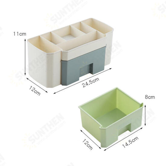 Plain Color Desktop Cosmetic Case With Small Drawer Storage Box Storage Box Desktop Organizer