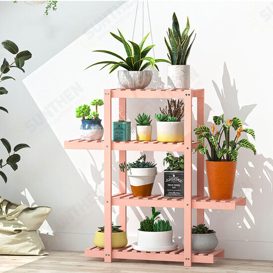 Plant Shelves Bamboo Potted Plant Stand Rack Multiple Flower Pot Holder Shelf Indoor Outdoor Planter Display Shelf Organizer