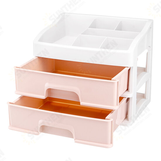 Plastic 2 Layers Cosmetic Storage Box Multifunction Desktop Storage Boxes Drawer Makeup Organiser Stationery Storage