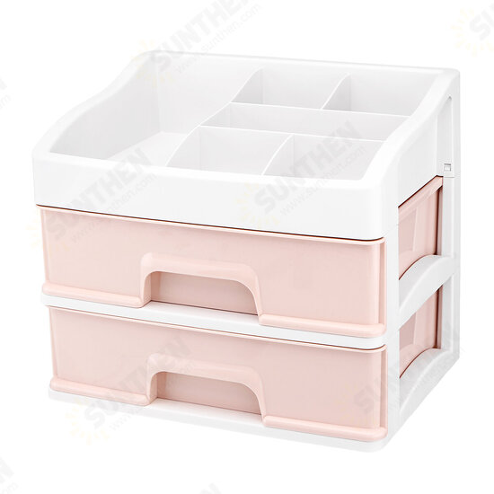 Plastic 2 Layers Cosmetic Storage Box Multifunction Desktop Storage Boxes Drawer Makeup Organiser Stationery Storage