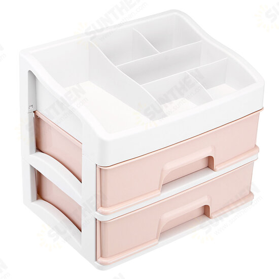 Plastic 2 Layers Cosmetic Storage Box Multifunction Desktop Storage Boxes Drawer Makeup Organiser Stationery Storage