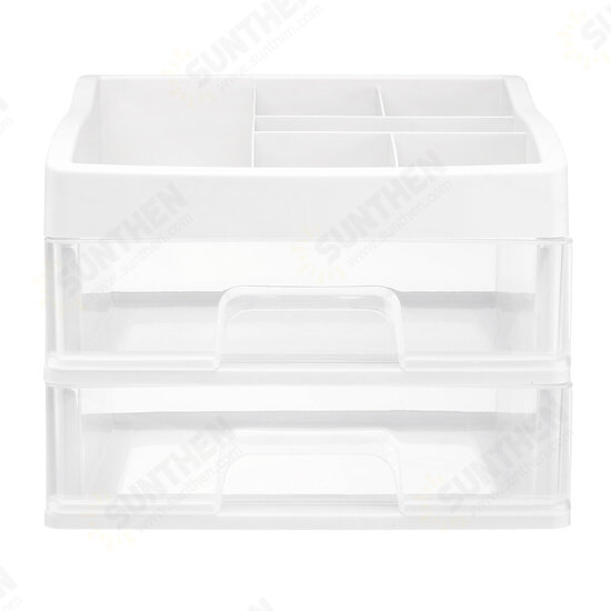 Plastic 2 Layers Cosmetic Storage Box Multifunction Desktop Storage Boxes Drawer Makeup Organiser Stationery Storage