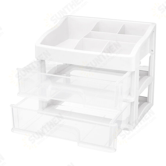 Plastic 2 Layers Cosmetic Storage Box Multifunction Desktop Storage Boxes Drawer Makeup Organiser Stationery Storage