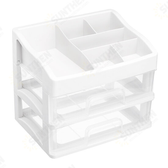 Plastic 2 Layers Cosmetic Storage Box Multifunction Desktop Storage Boxes Drawer Makeup Organiser Stationery Storage