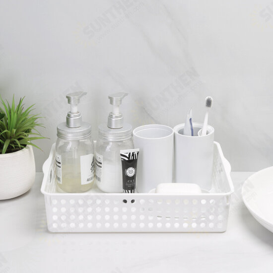 2 Pcs/pack Desktop Storage Basket Kitchen Plastic Hollow Basket Storage Box Bathroom Cosmetic Storage Organizer Holder