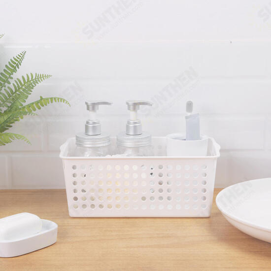 2 Pcs/pack Desktop Storage Basket Kitchen Plastic Hollow Basket Storage Box Bathroom Cosmetic Storage Organizer Holder