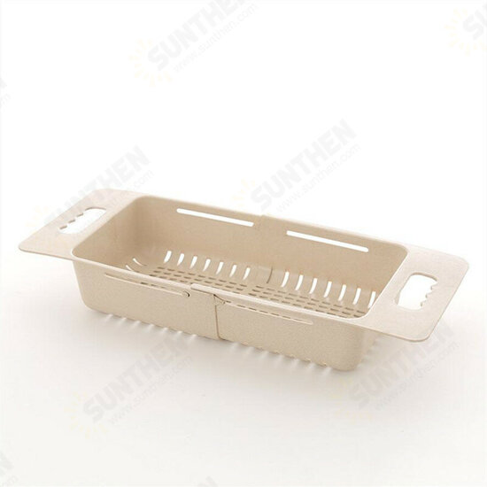 Retractable Sink Hollowed Out Rain Storage Basket Multi-Purpose Hheat Straw Fruit and Vegetable Racks Vegetable Washing Basket