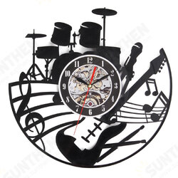 Retro Music Instruments Player Drums CDS Box Vinyl Record Wall Clock Home Decor Retro Music Instruments Player Drums CDS Box Vinyl Record Wall Clock Home Decor