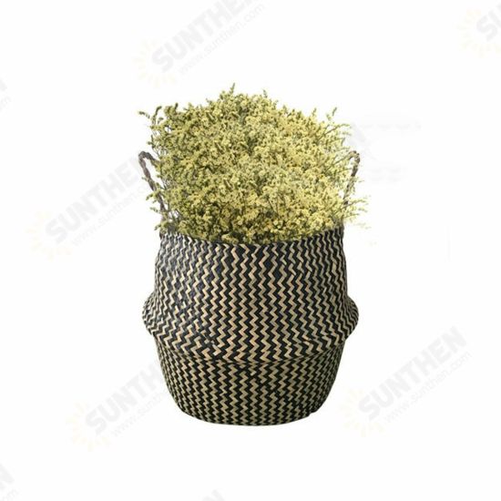 Sea grass Belly Basket Storage Plant Pot Foldable Laundry Nursery Room Decor