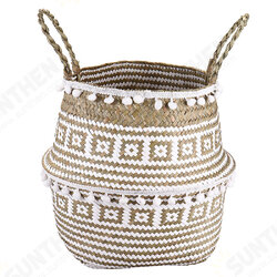 Seagrass Woven Storage Basket Plant Wicker Hanging Baskets Garden Flower Vase Potted Foldable Pot with Handle & Small Ball Seagrass Woven Storage Basket Plant Wicker Hanging Baskets Garden Flower Vase Potted Foldable Pot with Handle & Small Ball