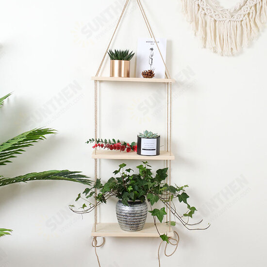 Single/Double/Three Layer Wall Storage Rack Flower Stand Wall Decoration Sling Twine Shelf