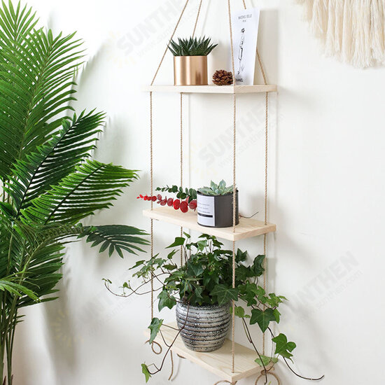 Single/Double/Three Layer Wall Storage Rack Flower Stand Wall Decoration Sling Twine Shelf