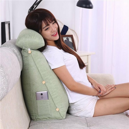 Triangle Wedge Pillow, Cotton and Linen Reading Backrest Cushion Bed Backrest Positioning Back Support Pillow Office Waist Back Cushion for Bed Sofa