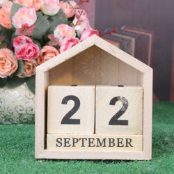 Vintage Design House Shape Perpetual Calendar Wood Desk Wooden Block Home Office Supplies Decoration Vintage Design House Shape Perpetual Calendar Wood Desk Wooden Block Home Office Supplies Decoration
