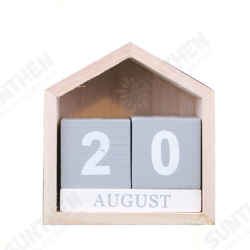 Vintage Design House Shape Perpetual Calendar Wood Desk Wooden Block Home Office Supplies Decoration Vintage Design House Shape Perpetual Calendar Wood Desk Wooden Block Home Office Supplies Decoration