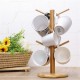 Wooden Cup Holder Teacup Mug Drain Rack Stand 6 Cups Drain Cup Hanging Stand Coffee Cup Display Stand