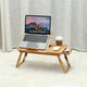 Wooden Folding Computer Desk Adjustable Angle Multifunctional Folding Desk with Drawer for Bed Sofa Supplies