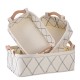 Wooden Handle Felt Receiving Basket Simple Sorting Storage Bags Cosmetic Fabric Storage Basket Desktop Storage Supplies