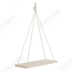 Wooden Rope Hanging Wall Shelf Vintage Floating Storage Rack Home Office Decoration Wooden Rope Hanging Wall Shelf Vintage Floating Storage Rack Home Office Decoration