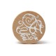 Wooden Round Handwriting Wishes Sentiment Words Floral Pattern Rubber Stamp