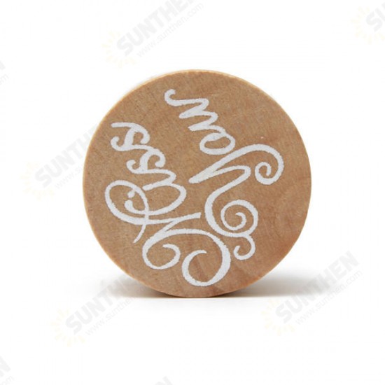 Wooden Round Handwriting Wishes Sentiment Words Floral Pattern Rubber Stamp