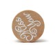 Wooden Round Handwriting Wishes Sentiment Words Floral Pattern Rubber Stamp