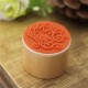 Wooden Round Handwriting Wishes Sentiment Words Floral Pattern Rubber Stamp