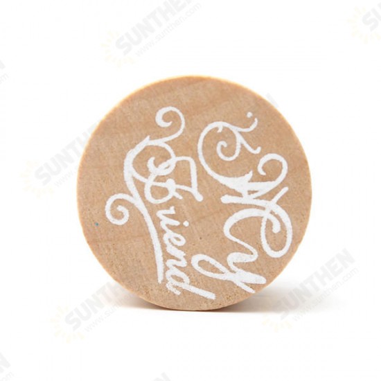 Wooden Round Handwriting Wishes Sentiment Words Floral Pattern Rubber Stamp