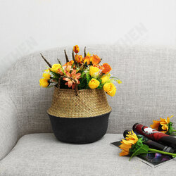 Woven Flower Basket Foldable Bamboo Storage Toy Dirty Clothes Basket Home House Supplies
