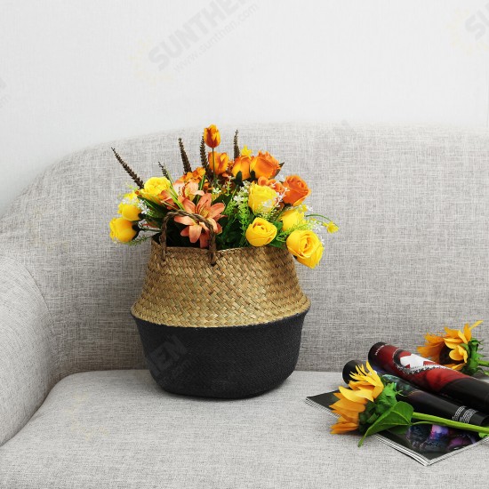 Woven Flower Basket Foldable Bamboo Storage Toy Dirty Clothes Basket Home House Supplies