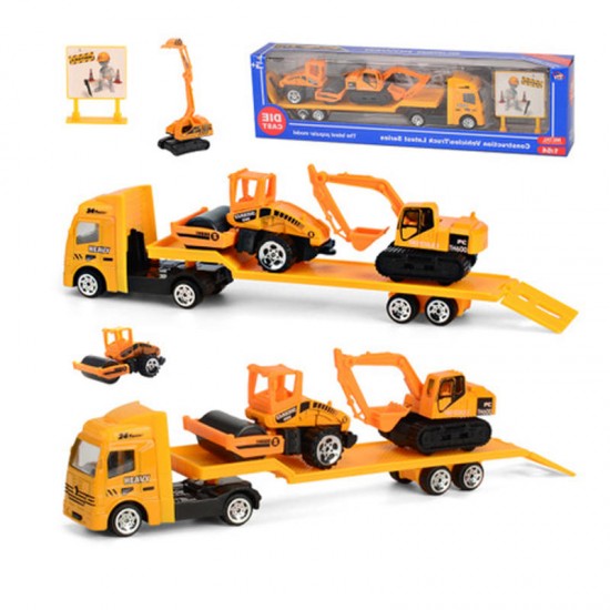 1:64 Mini Alloy Engineering Vehicle Sliding Trailer Child Car Diecast Model Toy
