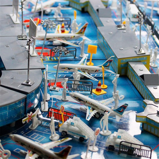 200 pcs Set Simulation Airport Scene Toy Set Aircraft Model Children's Toys Gift Decora
