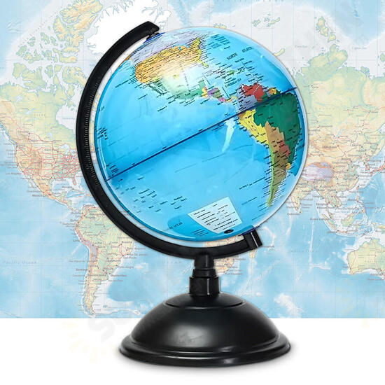 20cm Blue Ocean World Globe Map With Swivel Stand Geography Educational Toy Gift