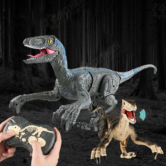 2.4G 5CH RC Raptors Velociraptor Dinosaur Electric Walking Simulation Animal Remote Control Jurassic Dinobot Model with Sound and Lights Toy for Kids Gift