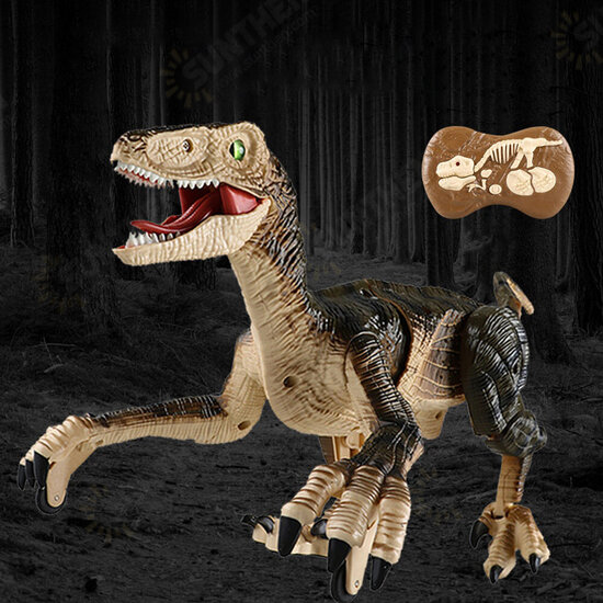 2.4G 5CH RC Raptors Velociraptor Dinosaur Electric Walking Simulation Animal Remote Control Jurassic Dinobot Model with Sound and Lights Toy for Kids Gift