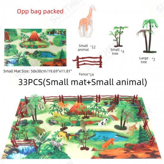 28/33/34/63/65Pcs Multi-style Diecast Dinosaurs Model Play Set Educational Toy with Play Mat for Kids Christmas Birthday Party Gift