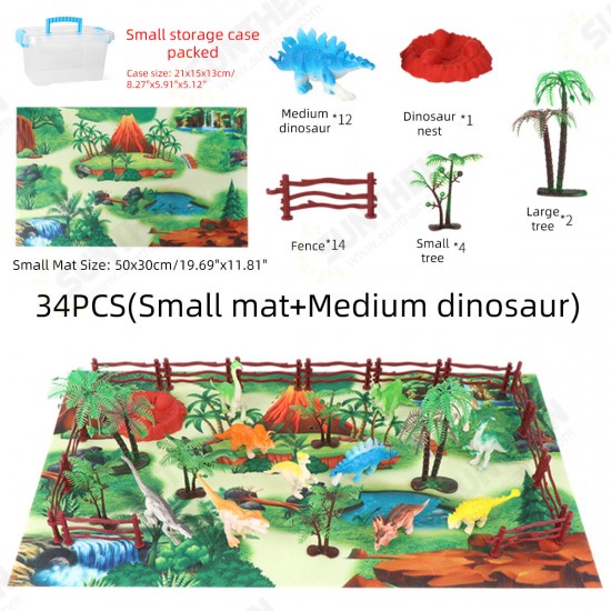 28/33/34/63/65Pcs Multi-style Diecast Dinosaurs Model Play Set Educational Toy with Play Mat for Kids Christmas Birthday Party Gift