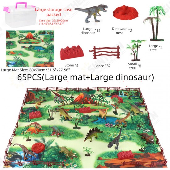 28/33/34/63/65Pcs Multi-style Diecast Dinosaurs Model Play Set Educational Toy with Play Mat for Kids Christmas Birthday Party Gift